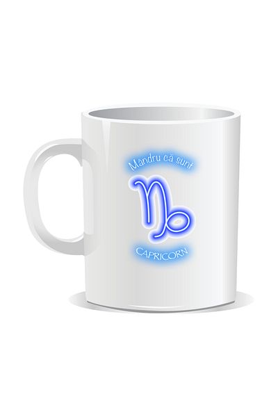 OEM Personalized zodiac mug, Neon with Capricorn - White interior