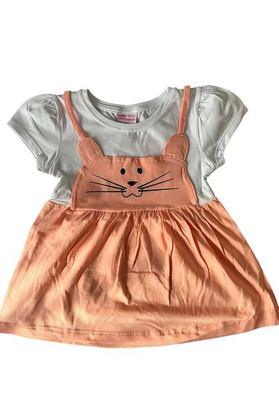 BY-GRİ By-Grey Cat Printed Girl's Dress