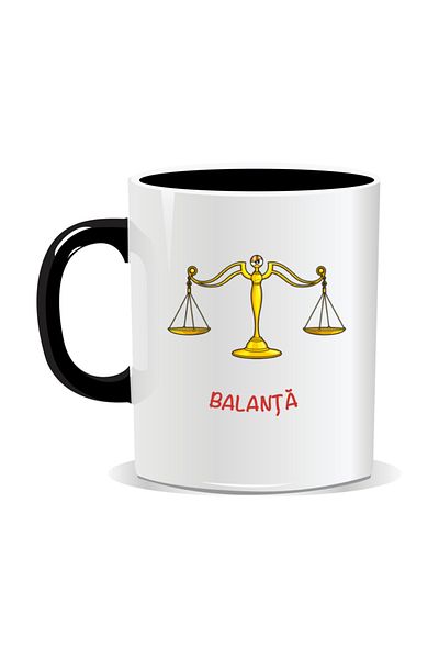 OEM Personalized mug with zodiac sign, Libra - Black interior