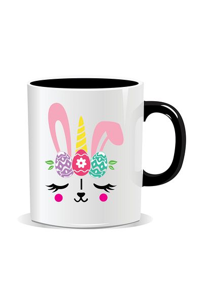 OEM Personalized Easter Mug, Bunny Mask - Black Interior