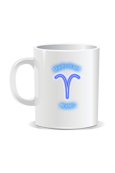 OEM Personalized zodiac mug, Neon with Aries - White interior