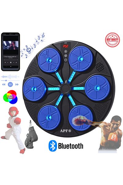Generic FOTOFUN® Smart Boxing Machine with Bluetooth, RGB Lights, Gloves Included and Velcro Fastening, blue