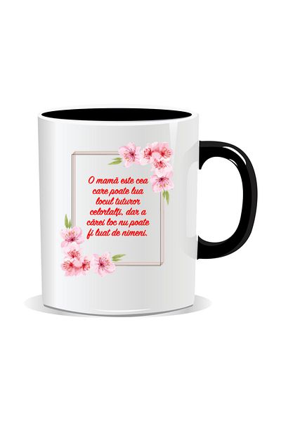 OEM Personalized mug with March 8 messages for mothers, Can take everyone's place - Black interior