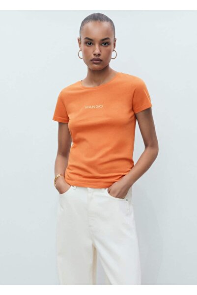 MANGO Woman Cotton Logo T-Shirt
