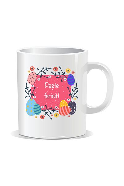 OEM Cana personalizata pentru Paste, Paste fericit - Interior alb