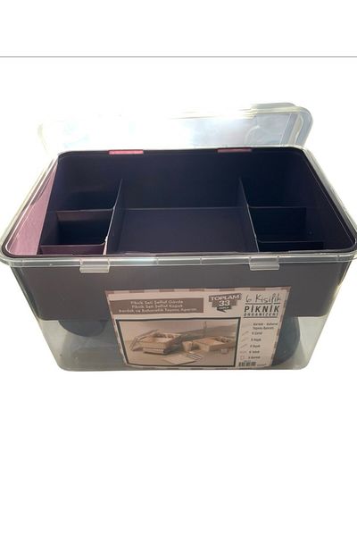 BHR TEMİZLİK Picnic Organizer Set 33 Pieces for 6 People with Cup and Spice Carrying Apparatus Purple