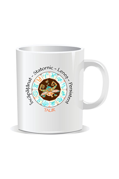 OEM Cana personalizata cu zodiac, Horoscop complet cu Taur - Interior alb