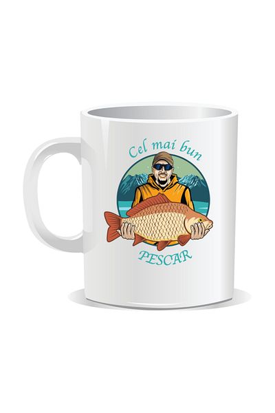 OEM Personalized mug with message for fishermen, Best fisherman - White interior
