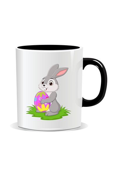 OEM Personalized Easter mug, Bunny with an egg - Black interior