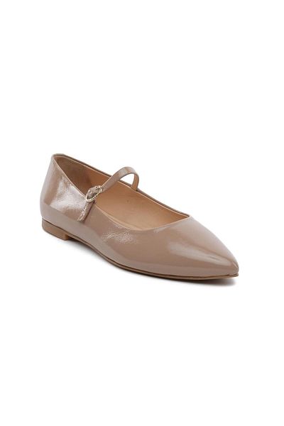 Greyder 59269 Mink Wrinkled Patent Leather Genuine Leather Women's Ballerinas