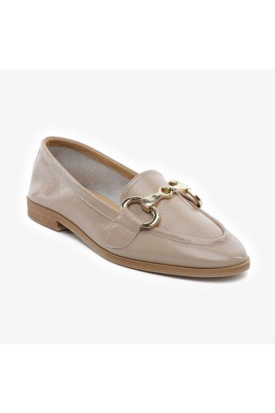 Greyder 59271 Mink Wrinkled Patent Leather Genuine Leather Women's Casual Shoes