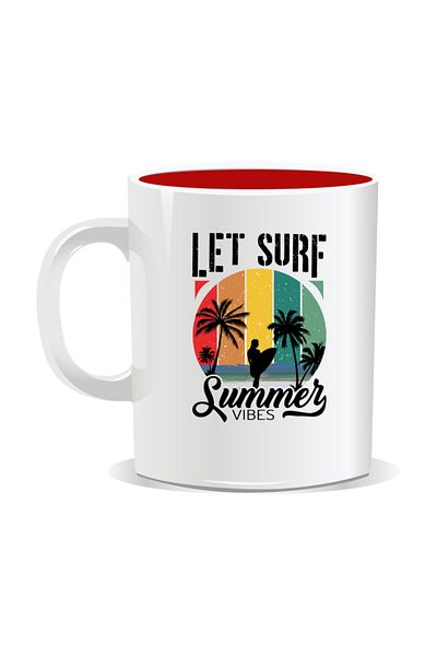 OEM Personalized mug with summer messages, Summer Vibes 4 - Red interior