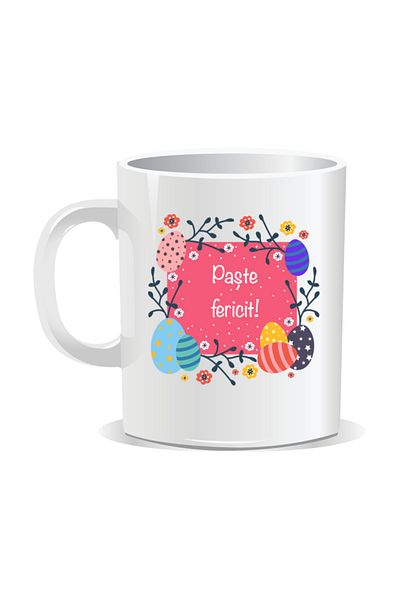 OEM Cana personalizata pentru Paste, Paste fericit - Interior alb