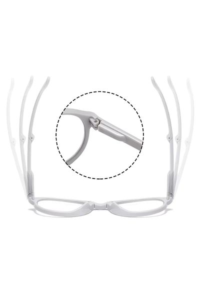 Generic MINI folding reading glasses + 2.00 unisex, ultra light with box, anti blue light – WHITE