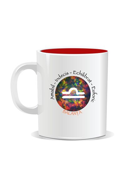 OEM Personalized mug with zodiac, Cosmos colored with Libra - Red interior