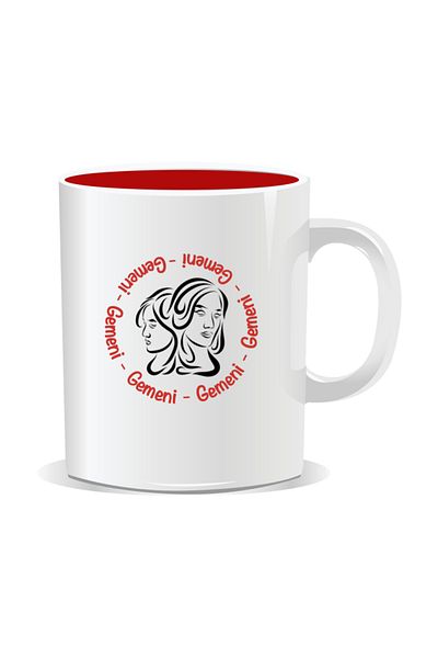 OEM Personalized mug with zodiac, Gemini Circle - Red interior