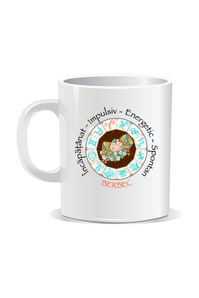 OEM Personalized mug with zodiac, complete horoscope with Aries - White interior