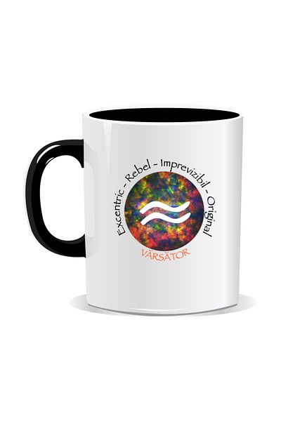 OEM Personalized mug with zodiac, Cosmos colored with Aquarius - Black interior