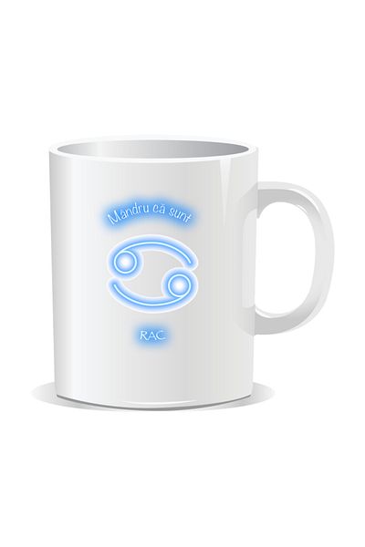 OEM Personalized zodiac mug, Neon with Cancer - White interior