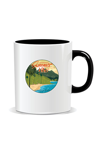 OEM Cana personalizata cu mesaje de vara, Summer Vibes 1 - Interior negru