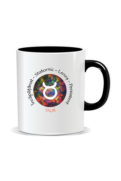 OEM Personalized mug with zodiac, Cosmos colored with Taurus - Black interior
