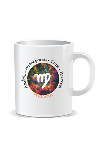 OEM Cana personalizata cu zodiac, Cosmos colorat cu Fecioara - Interior alb