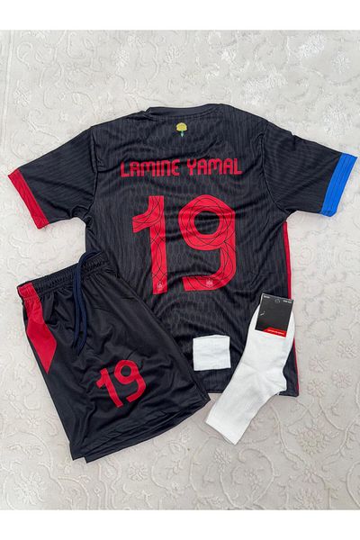 BARBITOS Laminated Yamal Spain Special Design Kids Soccer Jersey with Gift 4 Set Socks Wristband