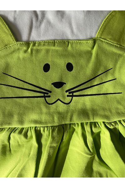 BY-GRİ By-Grey Cat Printed Girl's Dress