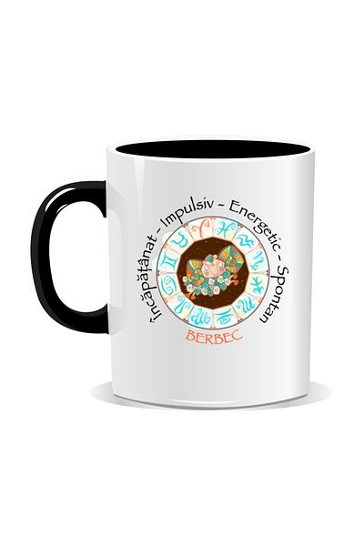 OEM Personalized mug with zodiac, complete horoscope with Aries - Black interior