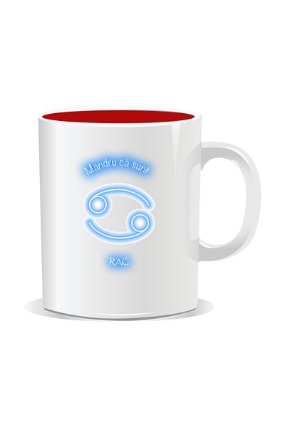 OEM Personalized zodiac mug, Neon with Cancer - Red interior