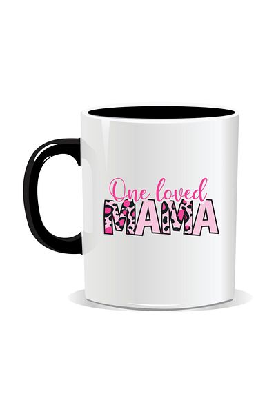 OEM Personalized mug with March 8 messages for mothers, One loved MAMA - Black interior
