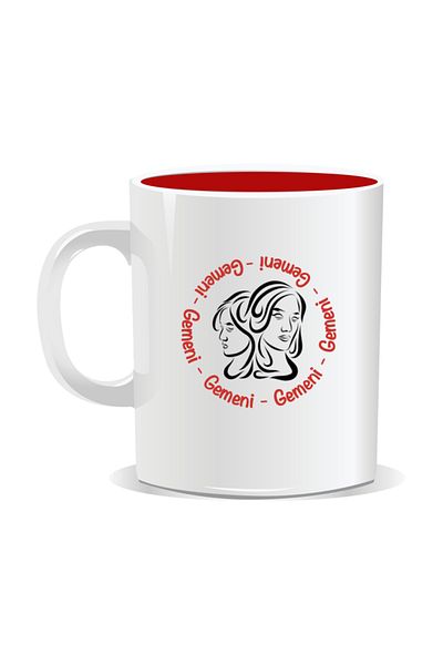 OEM Personalized mug with zodiac, Gemini Circle - Red interior
