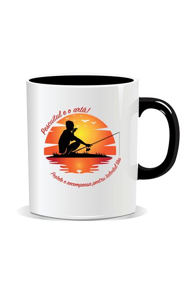 OEM Personalized mug with message for fishermen, Fishing is an art - Black interior