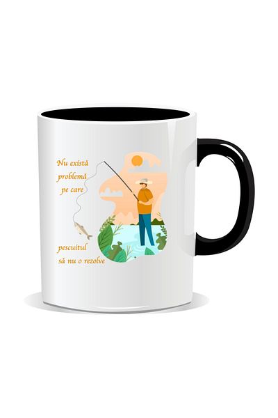 OEM Personalized mug with message for fishermen, No problem - Black interior