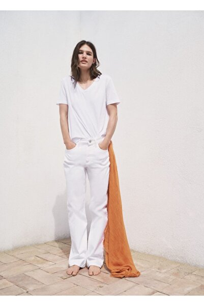 MANGO Woman Tricou din bumbac cu decolteu în V