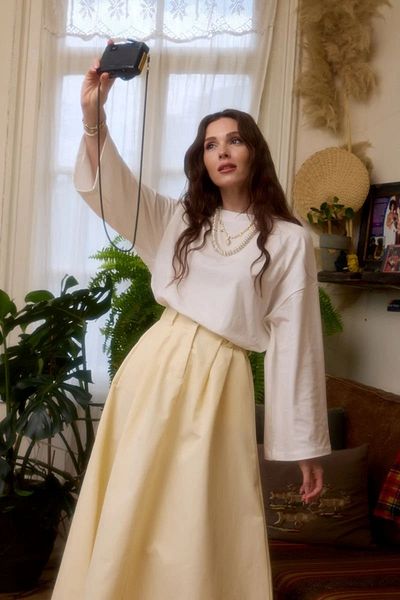 Ceylan Otantik Fusta cu un singur nasture din in de rață galbenă untă