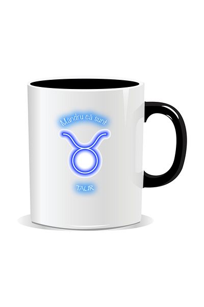 OEM Personalized zodiac mug, Neon with Taurus - Black interior