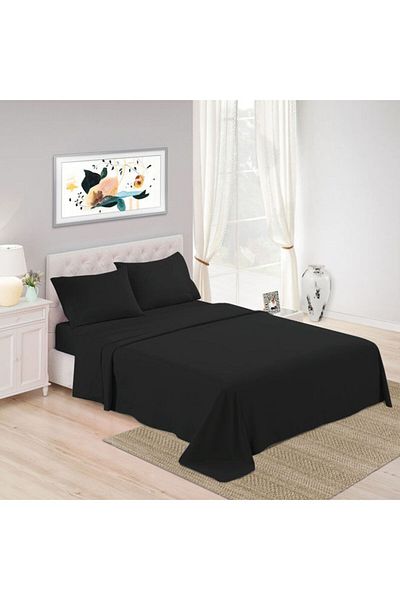 Trident : 3Piece 500 Thread Count 100 Cotton rich Solid Luxury Queen Bedsheet Set