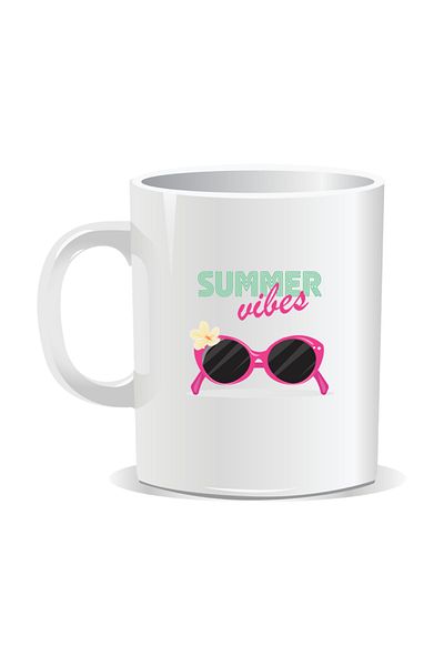OEM Personalized mug with summer messages, Summer Vibes 6 - White interior