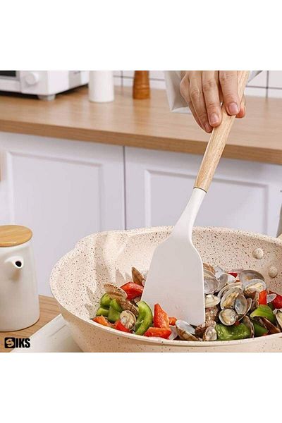 SIKS Premium Kitchen Utensil Set, 13 Pieces Made of Wood and Food Grade Silicone, Heat Resistant