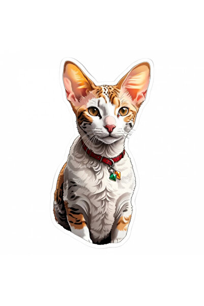 INOVATIX Set de 8 bucăți, autocolant pisică Cornish rex, INOVATIX®. 6 cm