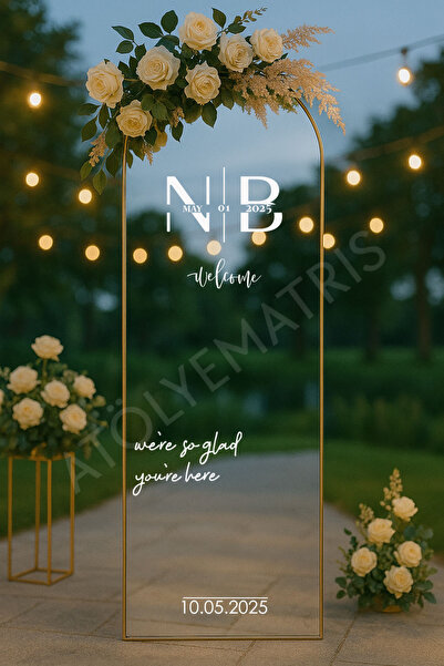 Matris Düğün Nişan Söz Kına Ayna Yazısı 40 cm Kişiselleştirilebilir Organizas...