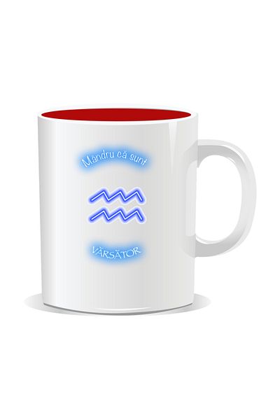 OEM Personalized zodiac mug, Neon with Aquarius - Red interior