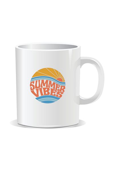 OEM Personalized mug with summer messages, Summer Vibes 10 - White interior