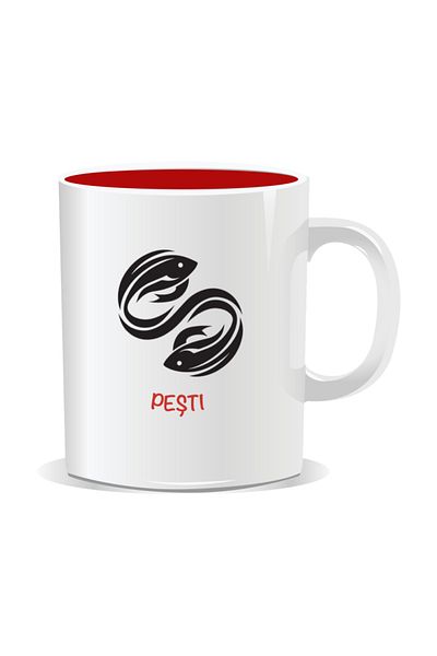 OEM Personalized mug with zodiac sign, Pisces - Red interior
