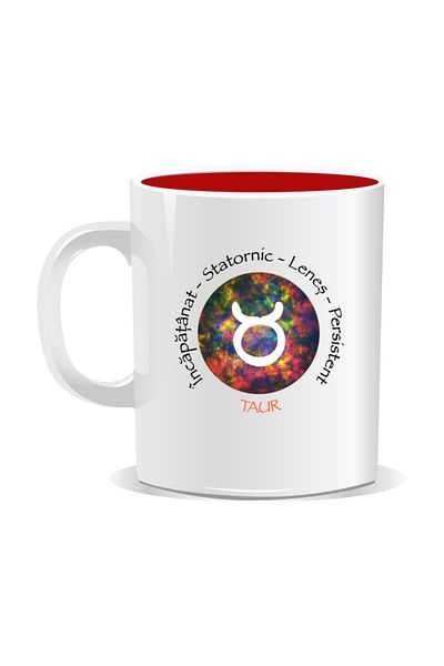 OEM Personalized mug with zodiac, Cosmos colored with Taurus - Red interior