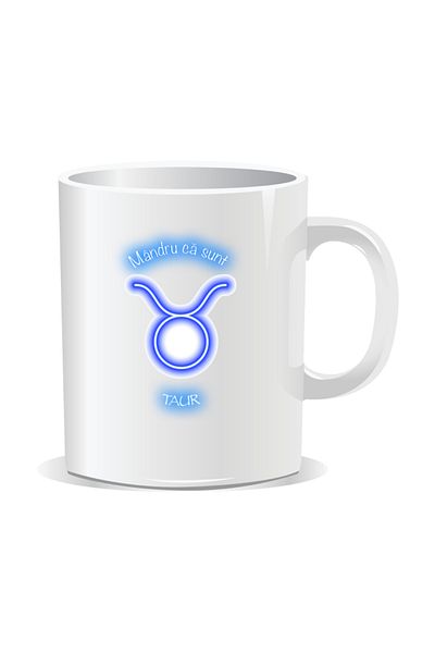OEM Personalized zodiac mug, Neon with Taurus - White interior