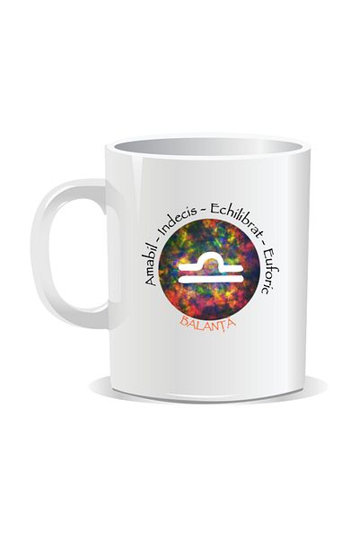 OEM Personalized mug with zodiac, Cosmos colored with Libra - White interior