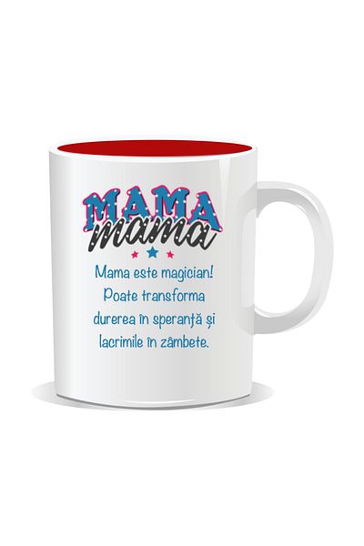 OEM Personalized mug with March 8th messages for mothers, Mom is a magician - Red interior