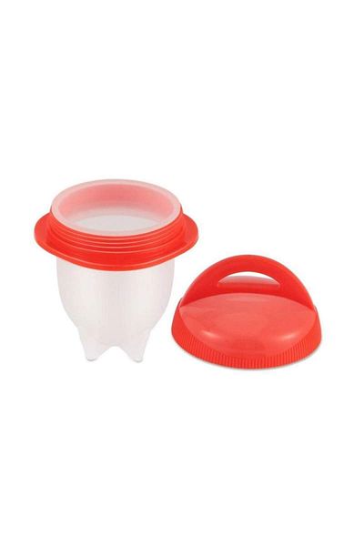 SIKS ® set of 6 silicone egg cookers, practical, white/red